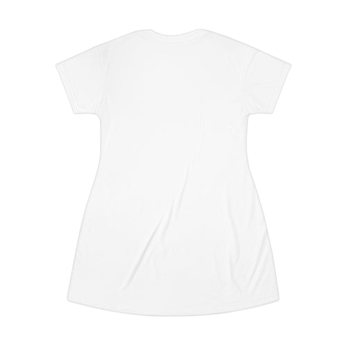 Faith-Inspired T-Shirt Dress — “Faith Makes It Real” Floral Scripture Design